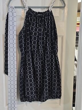 Charlotte Russe Black and White Circle Print Halter Top